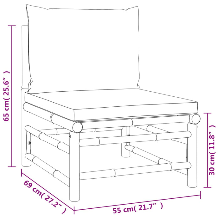 Set mobilier de grădină cu perne gri deschis, 6 piese, bambus - WALTI WALTI