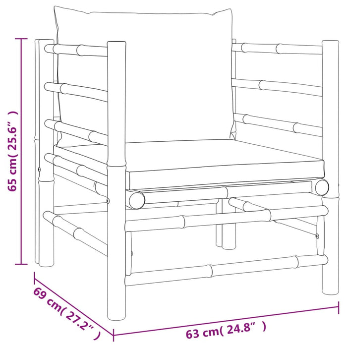 Set mobilier de grădină cu perne gri deschis, 6 piese, bambus - WALTI WALTI