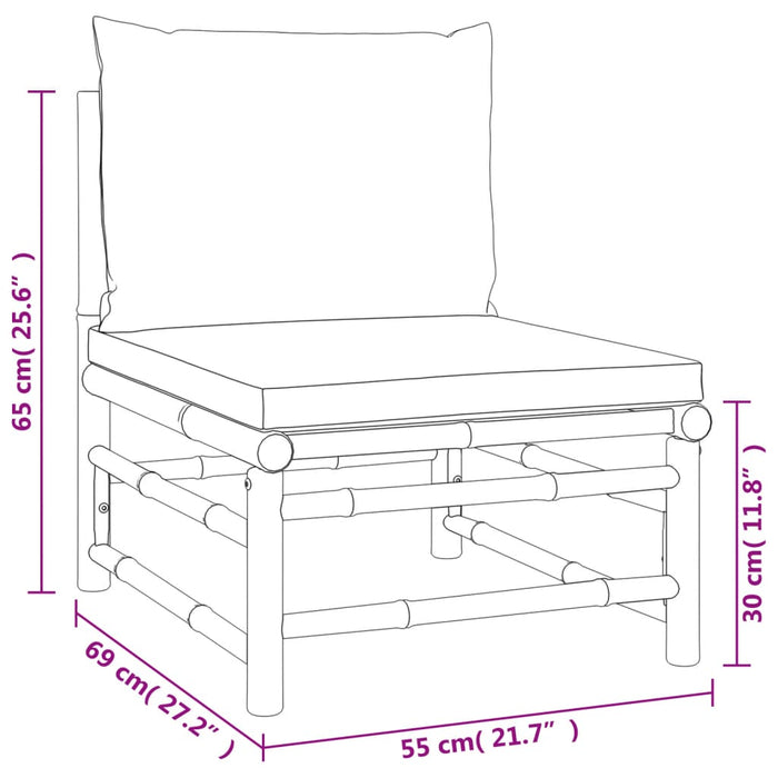 Set mobilier de grădină cu perne gri deschis, 6 piese, bambus - WALTI WALTI