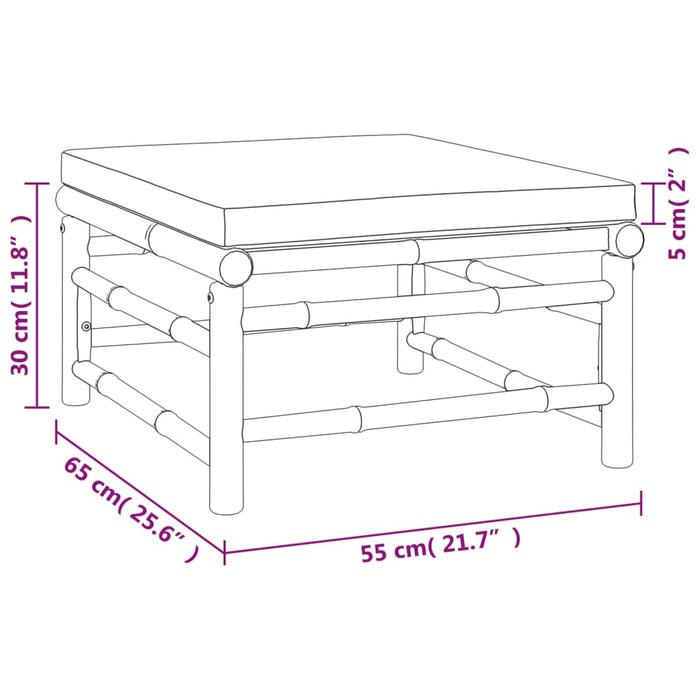 Set mobilier de grădină cu perne gri taupe, 5 piese, bambus - WALTI WALTI