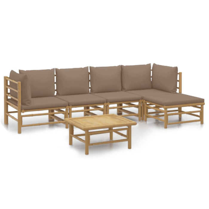 Set mobilier de grădină cu perne gri taupe, 6 piese, bambus - WALTI WALTI