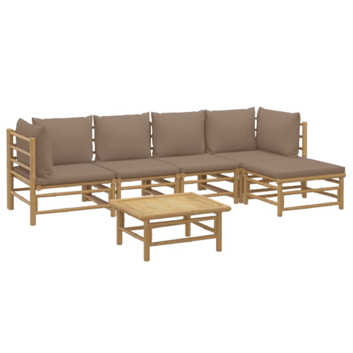 Set mobilier de grădină cu perne gri taupe, 6 piese, bambus - WALTI WALTI