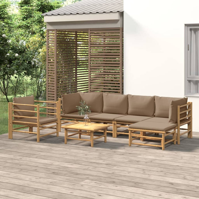 Set mobilier de grădină cu perne gri taupe, 7 piese, bambus - WALTI WALTI