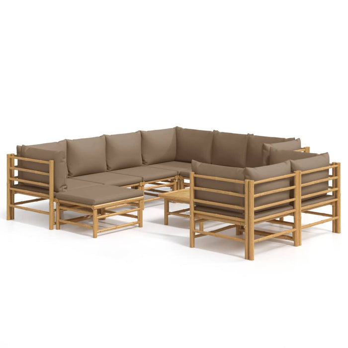 Set mobilier de grădină cu perne gri taupe, 10 piese, bambus - WALTI WALTI