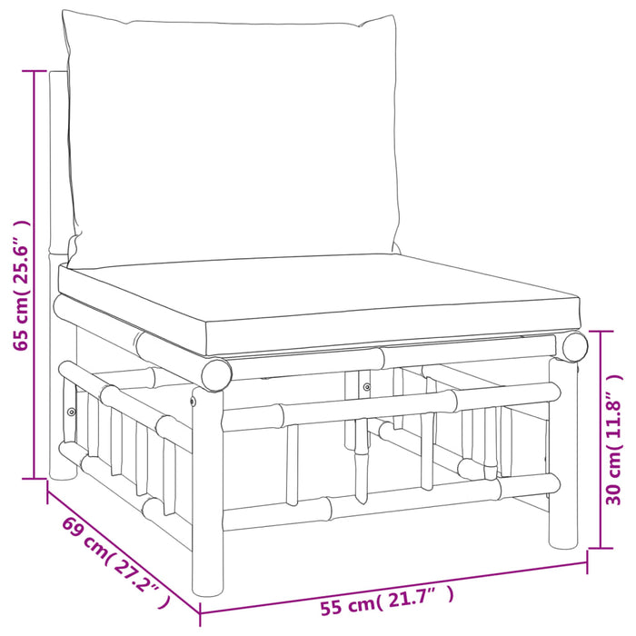 Set mobilier de grădină cu perne alb crem, 7 piese, bambus - WALTI WALTI