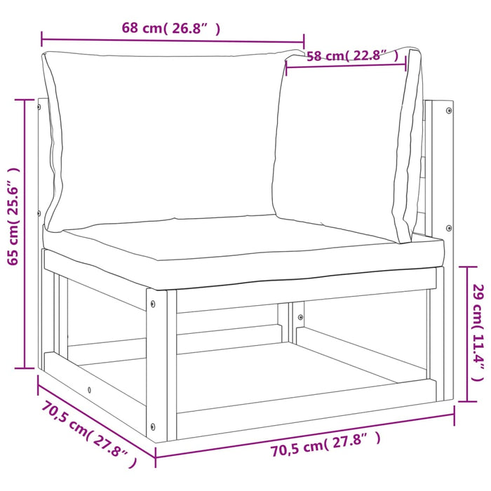 Set mobilier grădină cu perne gri deschis, 10 piese, lemn pin - WALTI WALTI