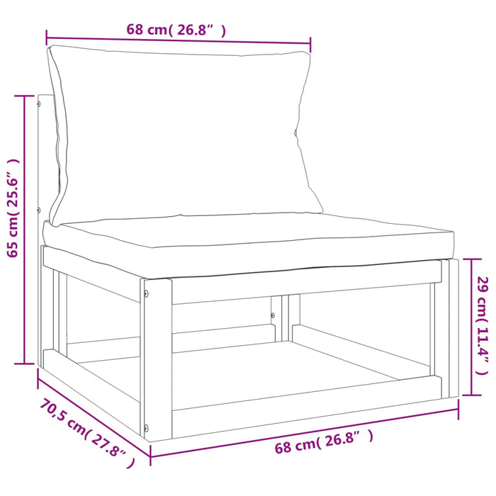 Set mobilier grădină, perne gri deschis, 4 piese, lemn masiv - WALTI WALTI