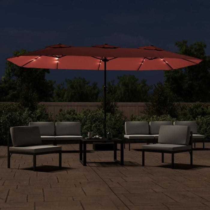 Umbrelă de soare cu două capete cu LED, cărămiziu, 449x245 cm - WALTI WALTI