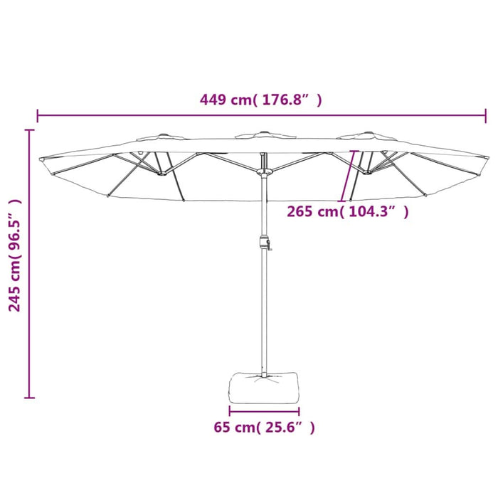 Umbrelă de soare cu două capete cu LED, cărămiziu, 449x245 cm - WALTI WALTI