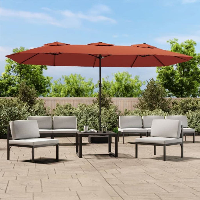 Umbrelă de soare cu două capete cu LED, cărămiziu, 449x245 cm - WALTI WALTI