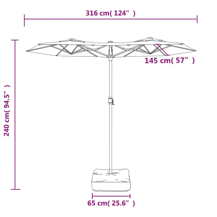 Umbrelă de soare cu două capete, negru, 316x240 cm - WALTI WALTI
