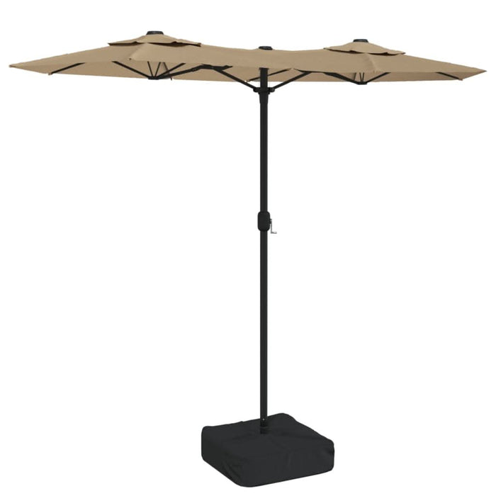 Umbrelă de soare cu două capete cu LED-uri gri taupe 316x240 cm - WALTI WALTI