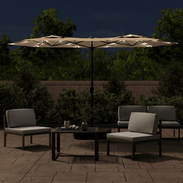 Umbrelă de soare cu două capete cu LED-uri gri taupe 316x240 cm - WALTI WALTI