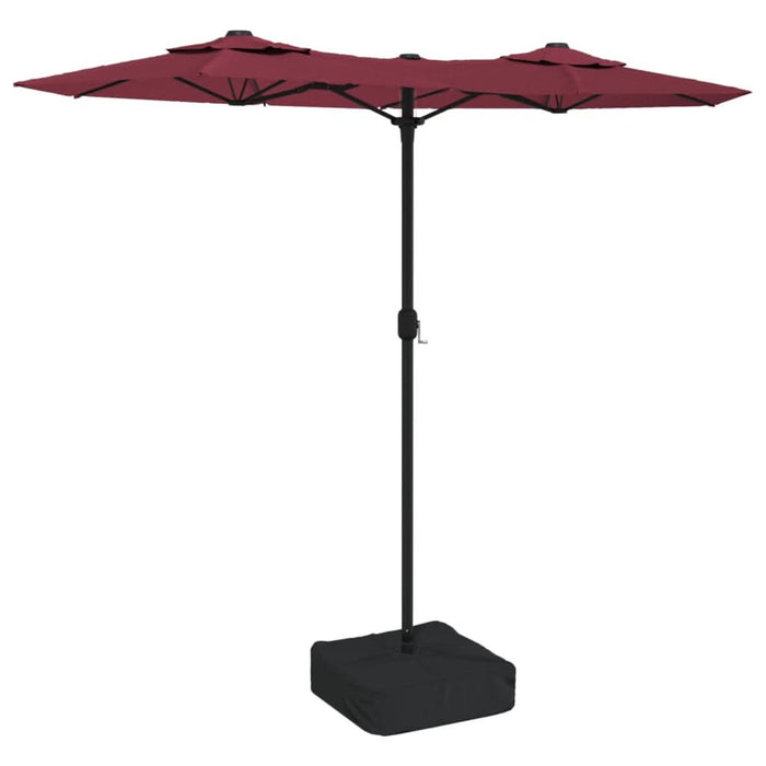 Umbrelă de soare două capete, cu LED-uri, roșu bordo 316x240 cm - WALTI WALTI
