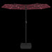 Umbrelă de soare două capete, cu LED-uri, roșu bordo 316x240 cm - WALTI WALTI