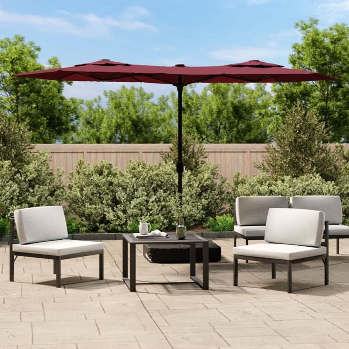 Umbrelă de soare două capete, cu LED-uri, roșu bordo 316x240 cm - WALTI WALTI
