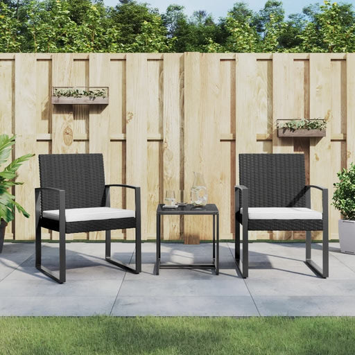 Set mobilier de grădină cu perne, 3 piese, negru, PP ratan - WALTI WALTI