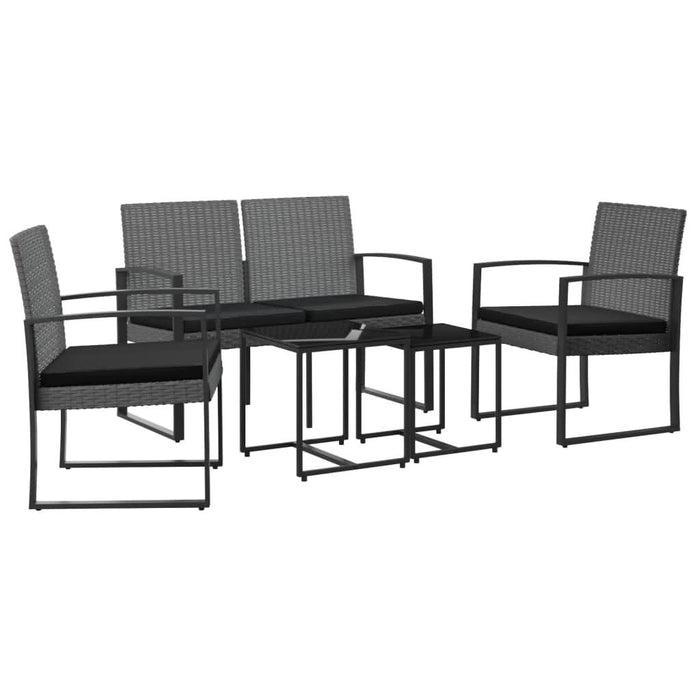 Set mobilier de grădină cu perne, 5 piese, gri închis, PP ratan - WALTI WALTI