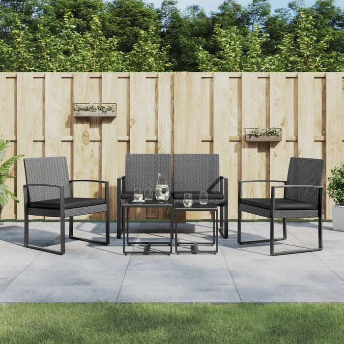 Set mobilier de grădină cu perne, 5 piese, gri închis, PP ratan - WALTI WALTI
