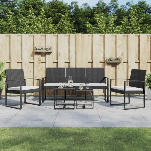 Set mobilier de gr?din? cu perne, 5 piese, negru, PP ratan - WALTI WALTI