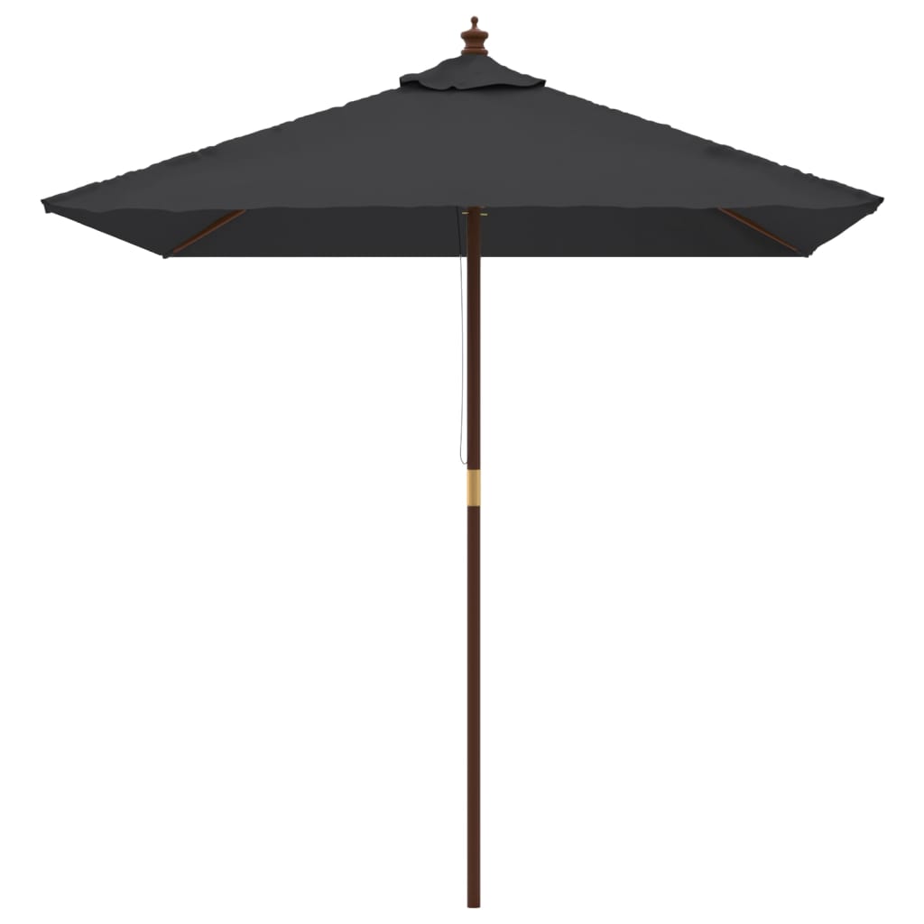 Umbrelă soare de grădină stâlp din lemn negru 198x198x231 cm