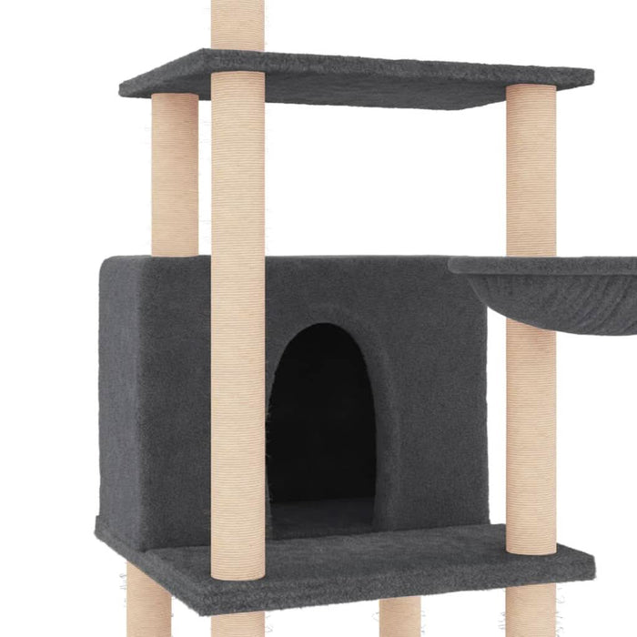 Ansamblu de pisici, stâlpi din funie sisal, gri închis, 132 cm - WALTI WALTI