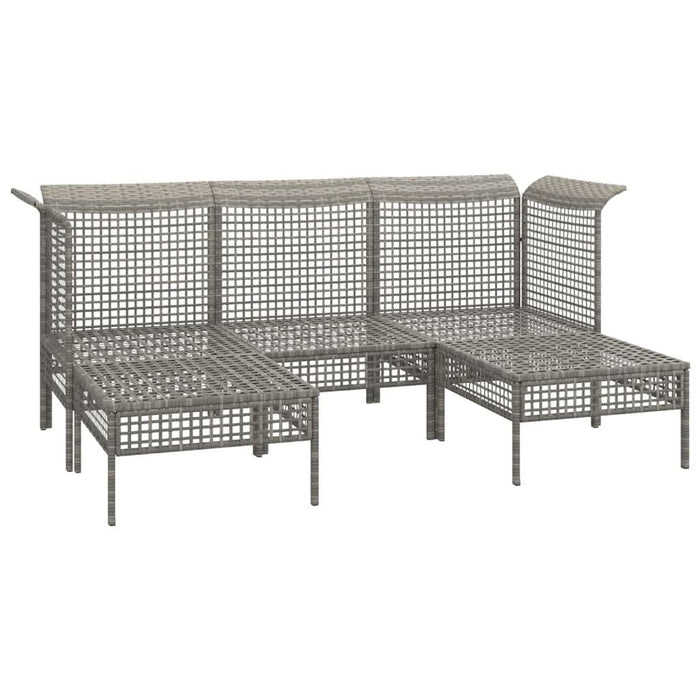 Set mobilier de gr?din? cu perne, 5 piese, gri, poliratan - WALTI WALTI