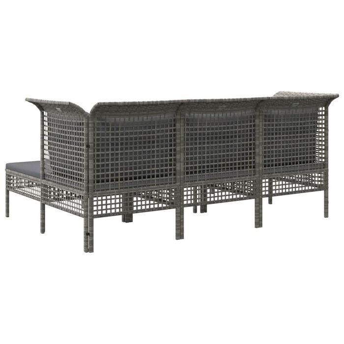 Set mobilier de gr?din? cu perne, 5 piese, gri, poliratan - WALTI WALTI