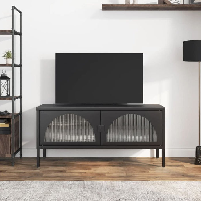 Dulap TV, negru, 105x35x50 cm, sticlă și oțel - WALTI WALTI