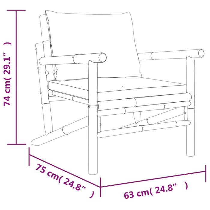 Set mobilier de grădină, perne gri închis, 3 piese, bambus - WALTI WALTI