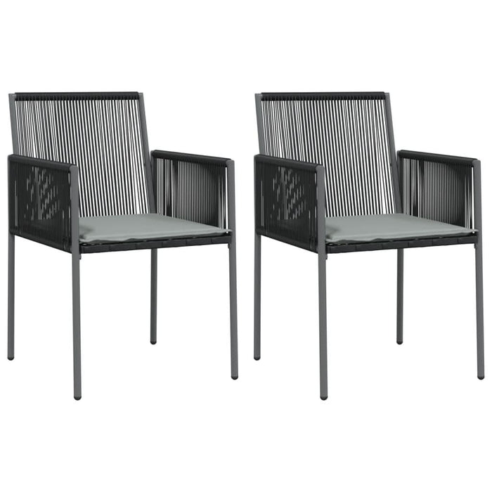Scaune grădină cu perne 2 buc. negru 54x60,5x83,5 cm poliratan - WALTI WALTI