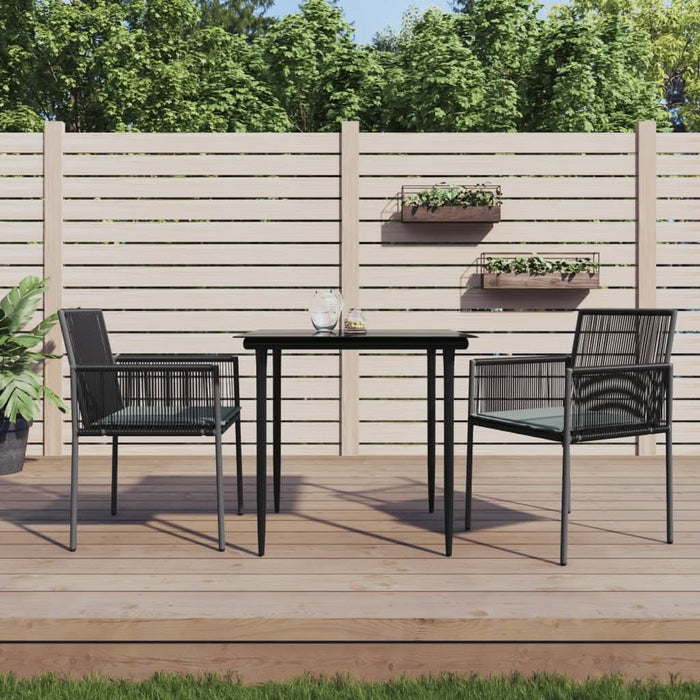 Scaune grădină cu perne 2 buc. negru 54x60,5x83,5 cm poliratan - WALTI WALTI