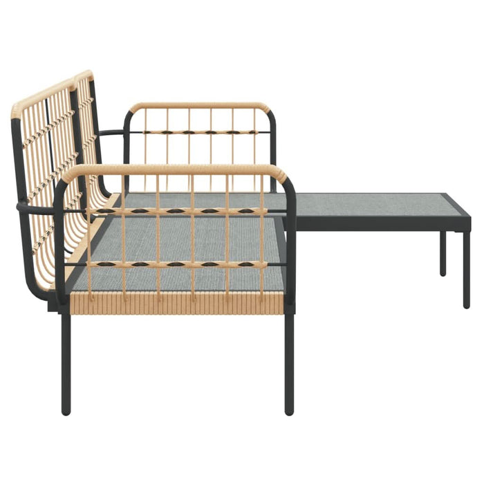 Set mobilier de grădină cu perne bej, 3 piese, poliratan - WALTI WALTI