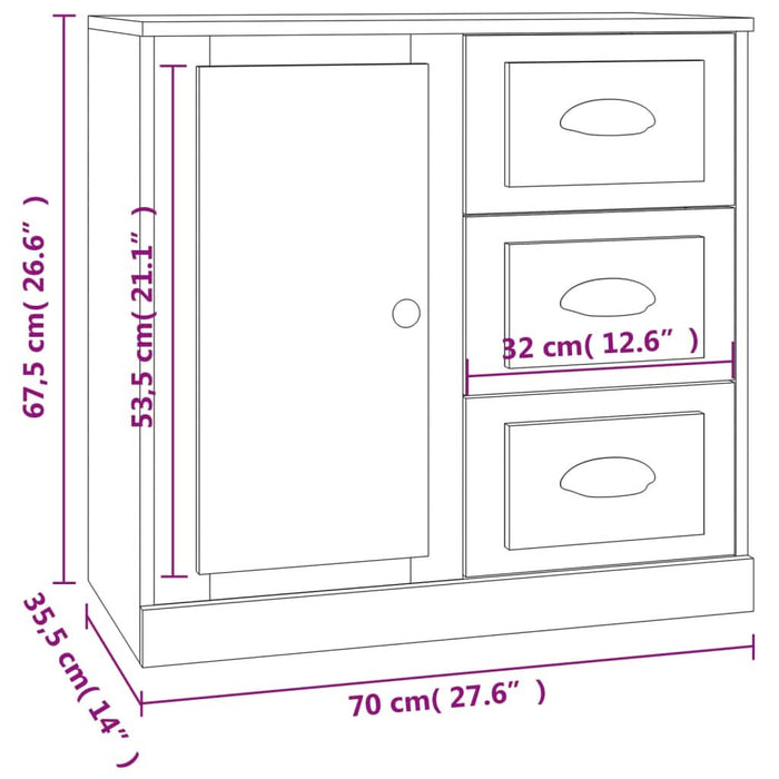 Servantă, alb, 70x35,5x67,5 cm, lemn prelucrat - WALTI WALTI