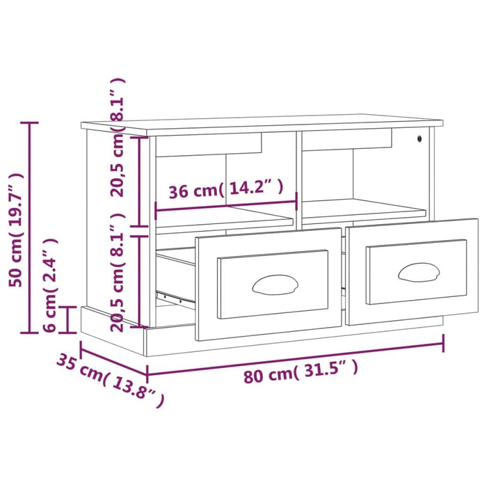 Comodă TV, gri beton, 80x35x50 cm, lemn prelucrat - WALTI WALTI