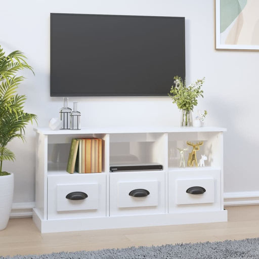 Comodă TV, alb extralucios, 100x35x50 cm, lemn prelucrat - WALTI WALTI