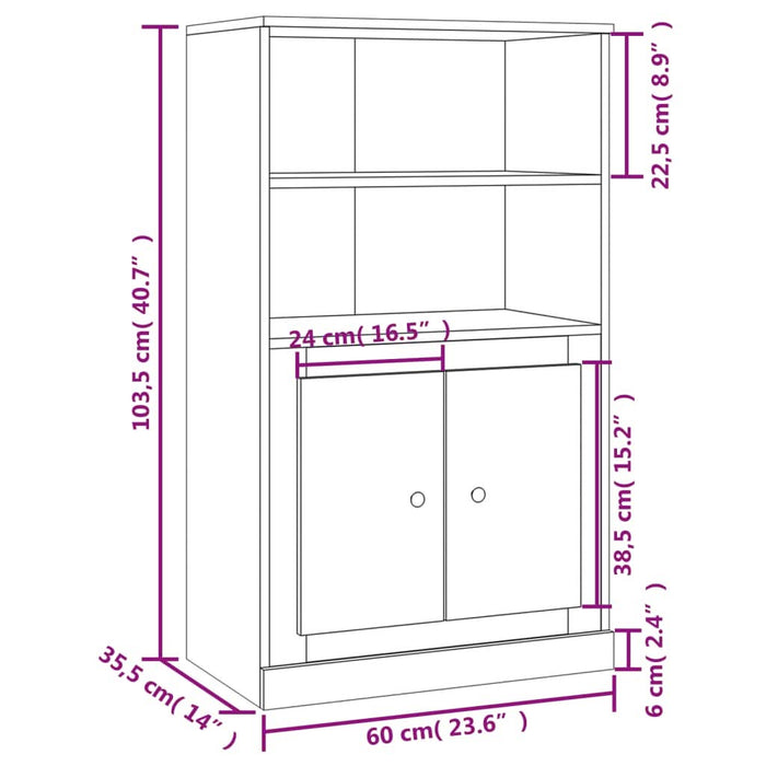 Dulap înalt, sonoma gri, 60x35,5x103,5 cm, lemn prelucrat - WALTI WALTI