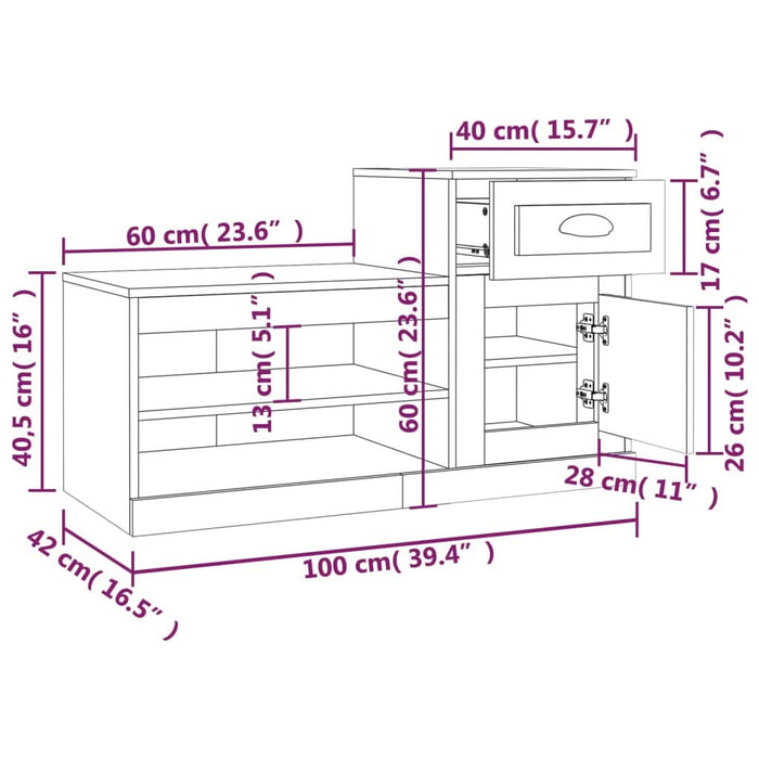 Pantofar, alb, 102x36x60 cm, lemn compozit - WALTI WALTI