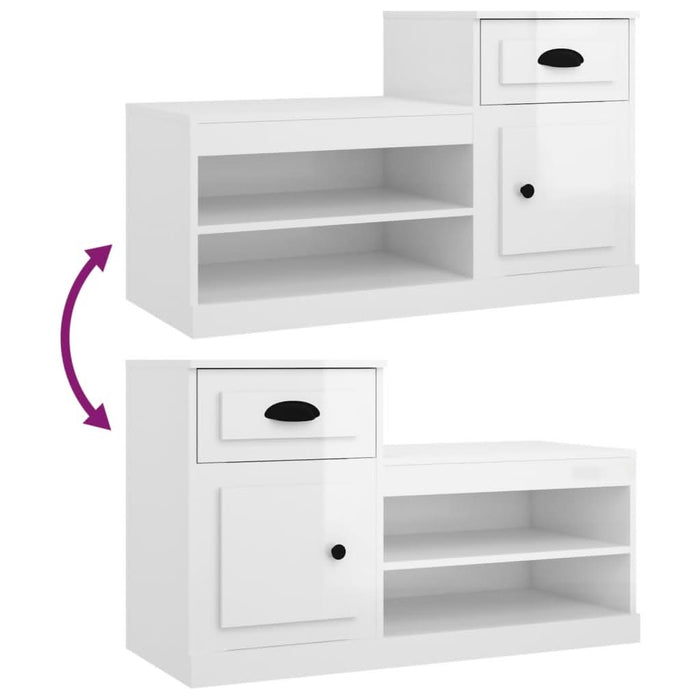 Pantofar, alb extralucios, 100x42x60 cm, lemn prelucrat - WALTI WALTI