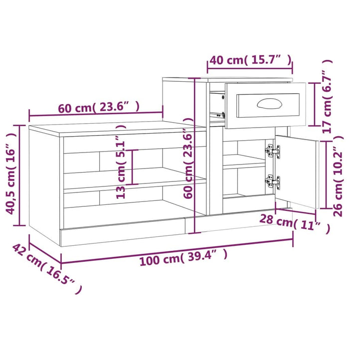Pantofar, alb extralucios, 100x42x60 cm, lemn prelucrat - WALTI WALTI