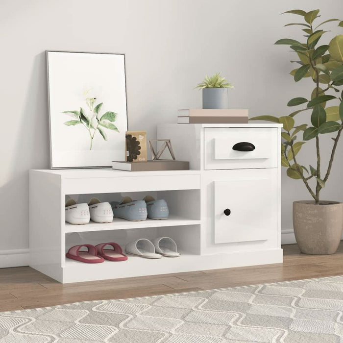 Pantofar, alb extralucios, 100x42x60 cm, lemn prelucrat - WALTI WALTI