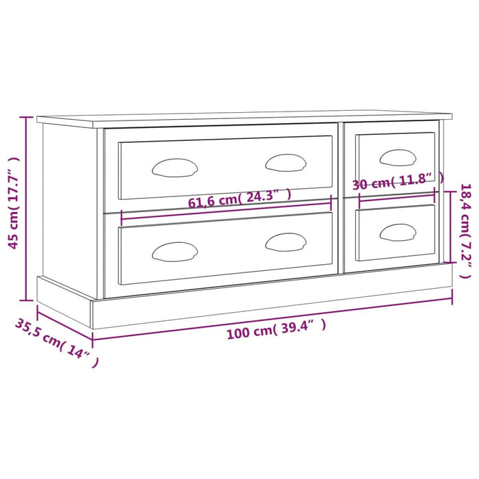 Comodă TV, gri beton, 100x35,5x45 cm, lemn prelucrat - WALTI WALTI