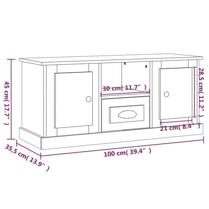 Comodă TV, gri beton, 100x35,5x45 cm, lemn prelucrat - WALTI WALTI