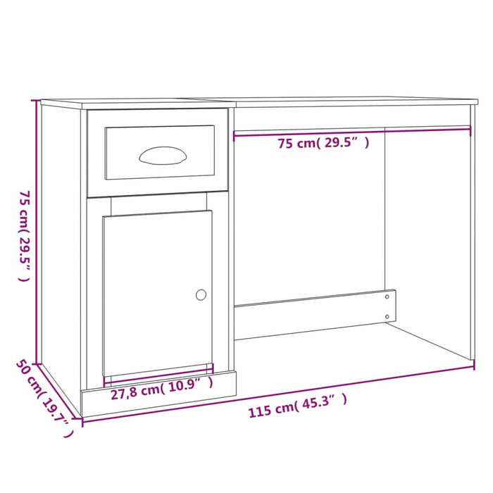 Birou cu sertar, alb, 115x50x75 cm, lemn prelucrat - WALTI WALTI