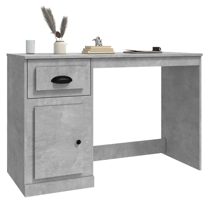 Birou cu sertar, gri beton, 115x50x75 cm, lemn prelucrat - WALTI WALTI