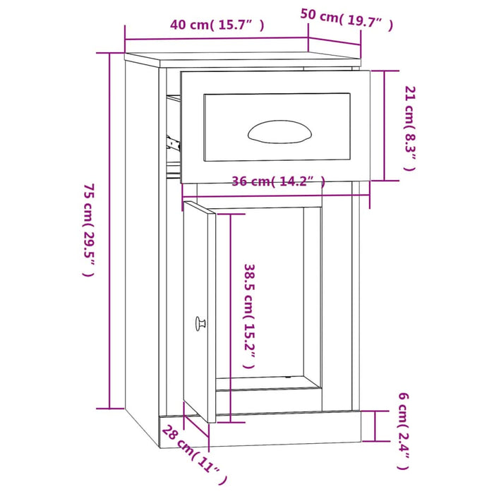 Dulap lateral cu sertar, gri beton, 40x50x75 cm lemn prelucrat - WALTI WALTI
