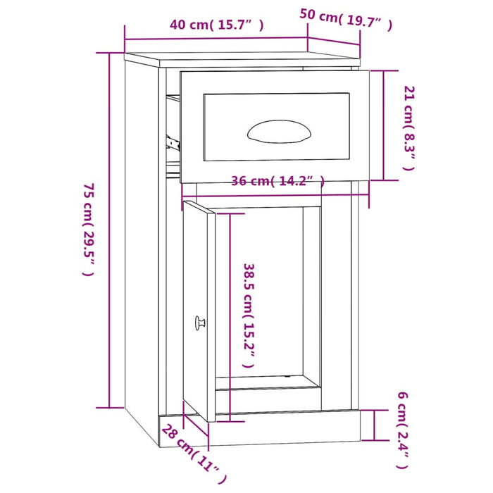 Dulap lateral, sertar, gri sonoma, 40x50x75 cm, lemn prelucrat - WALTI WALTI