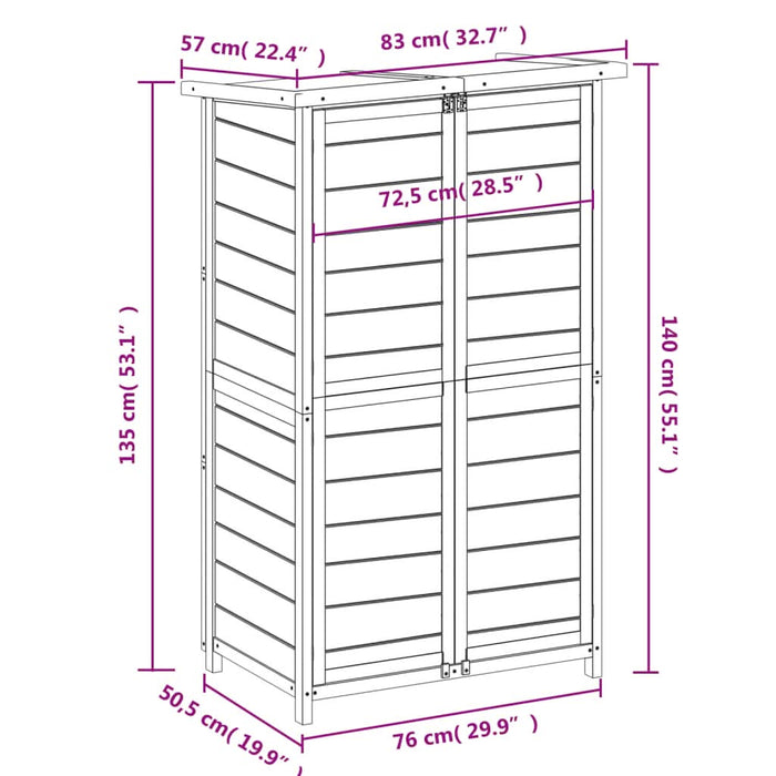 Magazie de unelte pentru grădină gri 83x57x140cm lemn masiv pin - WALTI WALTI
