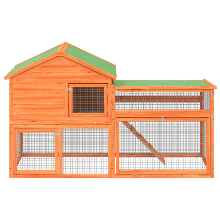 Cușcă pentru iepuri maro 185,5x60,5x109,5 cm lemn masiv de pin - WALTI WALTI