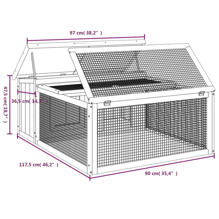 Cușcă pentru iepuri, maro, 117,5x97x47,5 cm, lemn masiv de pin - WALTI WALTI